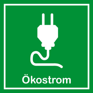 Schild für erneuerbare Energien - Ökostrom  - Aluminium - 5 x 5 cm 