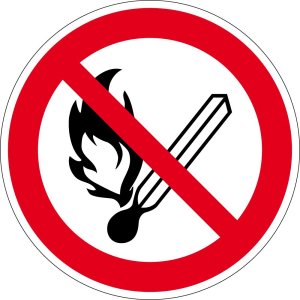 Verbotszeichen - Feuer, offenes Licht und Rauchen verboten  - Aluminium - Ø 5 cm
