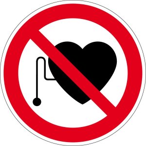 Verbotszeichen - Verbot für Personen mit Herzschrittmacher  - Aluminium - Ø 5 cm