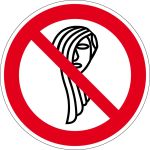 Verbotszeichen - Bedienung mit langen Haaren verboten