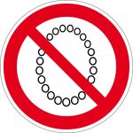 Verbotszeichen - Bedienung mit Halskette verboten