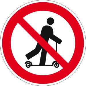 Verbotszeichen - Rollerfahren verboten - Aluminium - Ø 5 cm