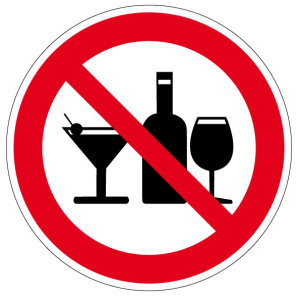 Verbotszeichen - Alkoholische Getränke sind nicht gestattet - Aluminium - Ø 5 cm