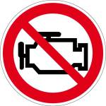 Verbotszeichen - Motor abstellen! Vergiftungsgefahr