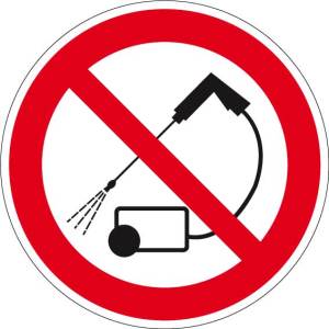 Verbotszeichen - Hochdruckreiniger verboten - Aluminium - Ø 5 cm