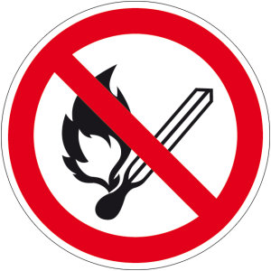 Verbotszeichen - Feuer, offenes Licht und Rauchen verboten - Aluminium - Ø 5 cm