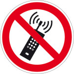 Verbotszeichen - Eingeschaltete Mobiltelefone verboten