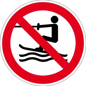 Verbotszeichen - Wasserski-Aktivitäten verboten - Aluminium - Ø 5 cm