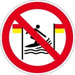 Prohibition Sign - Surfing betwe ... d and yellow flags is prohibited