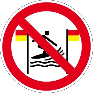 Verbotszeichen - Surfen zwischen den rot-gelben Flaggen verboten - Aluminium - Ø 5 cm