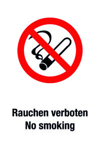 Verbotsschild - Rauchen verboten/ No Smoking - Folie Selbstklebend - 20 x 30 cm