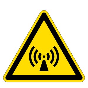 Warnzeichen - Warnung vor elektromagnetischem Feld  - Folie Selbstklebend  - Schenkellänge 5 cm