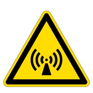 Warnzeichen - Warnung vor elektromagnetischem Feld  - Folie Selbstklebend  - Schenkellänge 5 cm