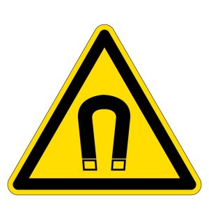 Warnzeichen - Warnung vor magnetischem Feld - Folie Selbstklebend  - Schenkellänge 5 cm