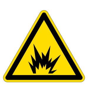 Warnzeichen - Warnung vor Explosionsgefahr - Folie Selbstklebend  - Schenkellänge 5 cm