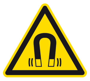 Warnzeichen - Warnung vor magnetischem Feld - Folie Selbstklebend  - Schenkellänge 5 cm