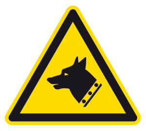 Warnzeichen - Warnung vor Wachhunden - Folie Selbstklebend  - Schenkellänge 5 cm