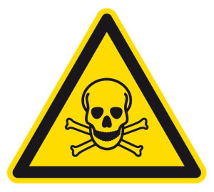 Warnzeichen - Warnung vor giftigen Stoffen - Folie Selbstklebend  - Schenkellänge 5 cm