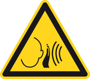 Warnzeichen - Warnung vor unvermittelt auftretendem lauten Geräusch - Folie Selbstklebend  - Schenkellänge 5 cm