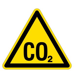 Warnzeichen - Warnung vor CO2 - Erstickungsgefahr - Folie Selbstklebend  - Schenkellänge 5 cm