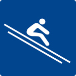 Schwimmbadschild - Im Sitzen rutschen