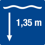 Schwimmbadschild - Wassertiefe 1,35 m