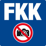 Schwimmbadschild - FKK, Fotografieren verboten