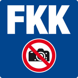 Schwimmbadschild - FKK, Fotografieren verboten - Folie Selbstklebend - 5 x 5 cm