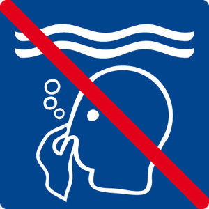 Schwimmbadschild - Tauchen verboten - Folie Selbstklebend - 5 x 5 cm