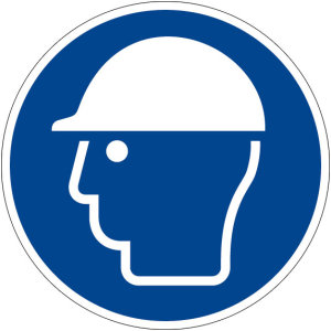 Gebotszeichen - Kopfschutz benutzen - Kunststoff - Ø 5 cm