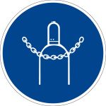 Gebotszeichen - Druckgasflasche durch Kette sichern
