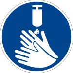 Gebotszeichen - Hände desinfizieren