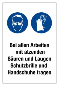 Gebotsschild - Schutzbrille und Handschuhe tragen - Kunststoff - 20 x 30 cm