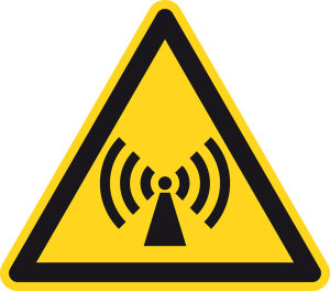 Warnzeichen - Warnung vor elektromagnetischem Feld - Kunststoff - Seitenlänge 5 cm