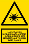 Warnschild - Laserstrahlung Laser Klasse 4