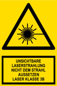 Warnschild - Unsichtbare Laserstrahlung Laser Klasse 3B - Kunststoff - 20 x 30 cm