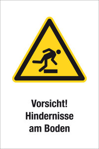 Warnschild - Vorsicht! Hindernisse am Boden - Kunststoff - 20 x 30 cm