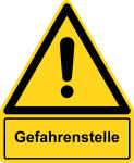 Warnzeichen mit Textfeld - Gefahrenstelle