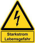 Warnzeichen mit Textfeld - Starkstrom Lebensgefahr