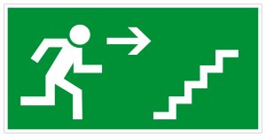 Fluchtwegschild - Rettungsweg Treppe aufwärts rechts - Folie Selbstklebend - 10 x 20 cm