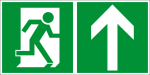 Fluchtwegschild - Rettungsweg rechts oben