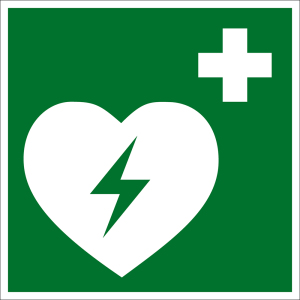 Rettungszeichen - Automatisierter externer Defibrillator - Kunststoff - 5 x 5 cm