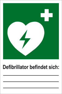 Rettungszeichen - Defibrillator  - Kunststoff - 20 x 30 cm