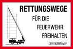 Feuerwehrschild - Rettungswege für die Feuerwehr freihalten