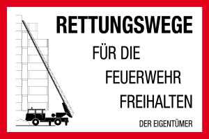 Feuerwehrschild - Rettungswege für die Feuerwehr freihalten - Kunststoff - 20 x 30 cm