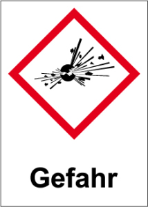 GHS Kennzeichnung - Gefahr, explosive Stoffe - Folie Selbstklebend - 57 x 80 mm