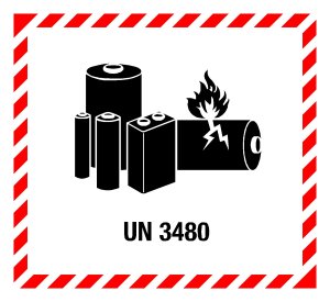Gefahrgutzeichen - Lithiumbatterien UN 3480 - Folie selbstklebend - 11 x 12 cm