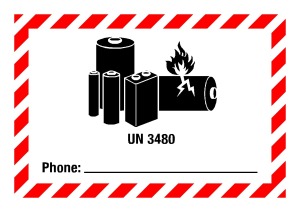 Gefahrgutzeichen - UN 3480 Pohne, für kleine Versandstücke - Folie selbstklebend - 7,4 x 10,5 cm