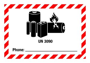 Gefahrgutzeichen - UN 3090 Phone, für kleine Versandstücke - Folie selbstklebend - 7,4 x 10,5 cm