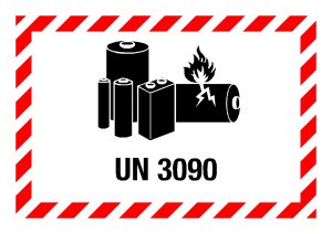 Gefahrgutzeichen - UN 3090, für kleine Versandstücke - Folie selbstklebend - 7,4 x 10,5 cm